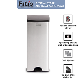 Mua Thùng rác inox FITIS đạp vuông lớn SPL1-901 - inox - 22L