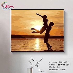 Mua Tranh tô màu theo số sơn dầu số hóa tình yêu đôi lứa hạnh phúc Thiên trường địa cửu mã TY0169B