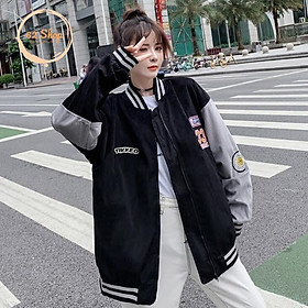 Áo Varsity Jacket Nhung Thêu 33 - Chất NHUNG TĂM dày dặn - Form to cả nam và nữ mặc đều đẹp - Túi 2 bên như mẫu