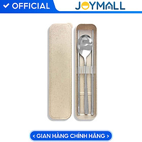 Bộ muỗng đũa inox JoyMall dùng mang đi cho cá nhân, văn phòng, du lịch dễ thương kèm hộp đựng lúa mạch