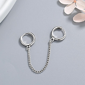 Bông tai nam hai lỗ nối sợi mắt xích đơn giản, cá tính