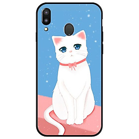 Ốp lưng cho Samsung Galaxy M20 mẫu mèo trắng 1 - Hàng chính hãng