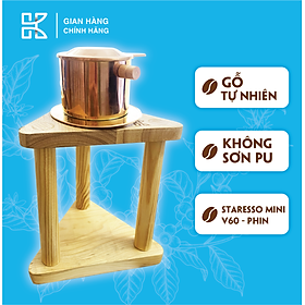 Kệ Gỗ Dụng Cụ Pha Cà Phê Hình Tam Giác Staresso Mini - V60 - Phin Mã HV002