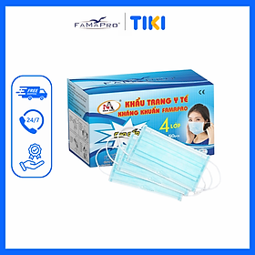 [HỘP - FAMAPRO] - Khẩu trang y tế kháng khuẩn 4 lớp Famapro (50 cái/ hộp) - 1 HỘP