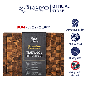 Thớt chặt gỗ teak đầu cây KAIYO size M 35 x 25 x 3,8cm 