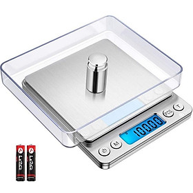 Mua Cân điện tử nhà bếp I2000 độ chính xác cao mặt thép không gỉ có chức năng trừ bì và chức năng đếm tặng kèm 2 khay và pin