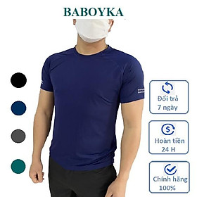Áo Phông Nam Chất Thể Thao Mặt vải Hoạ Tiết Kim Cương Logo BABOYKA In Nổi Trên Ngực Trái