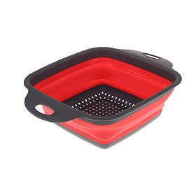 Kitchen Collapsible Colanders Strainers Fruit Vegetable Washing Steam Basket - Red