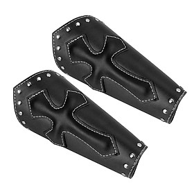 Black Gothic Punk Leather Bracer Arm Armor Cuff Wristband Men Cosplay of 2x