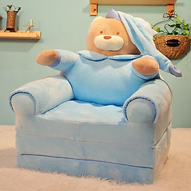 Mua SOFA GIƯỜNG - GHẾ LƯỜI BÔNG HÌNH THÚ CHO BÉ (3 TẦNG) MẪU GẤU ÁO XANH