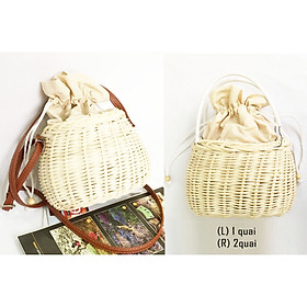 Túi Xách Đan Mây tự nhiên vintage Size M C13xM15xĐ17cm lót vải canvas phối quai simili chắc chắn đi làm, đi chơi