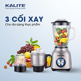 Mua MÁY XAY SINH TỐ KALITE KLB650  3 cối xay cho đa dạng thực phẩm  6 lưỡi dao thép không gỉ xay nhuyễn mịn  Động cơ đồng nguyên chất siêu bền  dung tích 1.5L  công suất 500w - hàng chính hãng