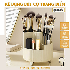 Mua Kệ Đựng Bút Nhựa Màu Kem Xoay 360 Độ 5 Ngăn Để Bàn Làm Việc Tiện Lợi Đựng Cọ Trang Điểm