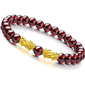 Vòng Tay Tỳ Hưu Đá Hồng Thạch Lựu Garnet Tự Nhiên 