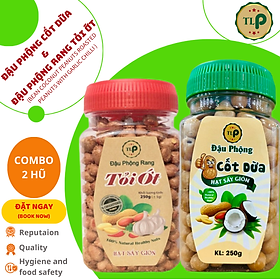 Combo 2 hũ ĐẬU PHỘNG TỎI ỚT, ĐẬU PHỘNG CỐT DỪA MỖI HŨ 250G