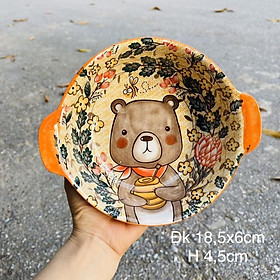 Mua Bộ Chén Dĩa Sứ Bát Đĩa Gấu Cam Decor Cao Cấp