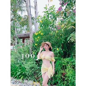 Set bikini xốp 3 món rời xanh biển/lá/vàng/cam, bộ đồ bơi/tắm biển sexy gợi cảm quyến rũ tôn dáng, đồ đi chơi du lịch