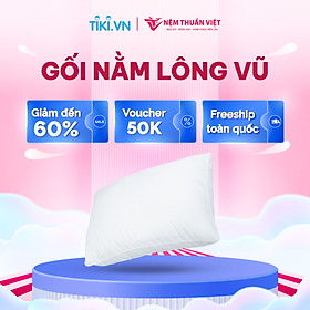 Gối Nằm Lông Vũ Thuần Việt Mircrofiber Cao Cấp 100% Cotton Thoáng Mát, Mềm Mịn, Có Khả Năng Thấm Hút Mồ Hôi Tốt