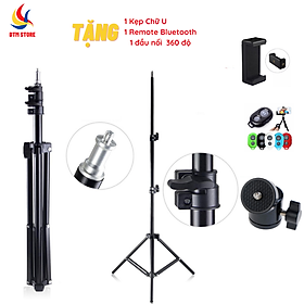 Giá đỡ tripod cao cấp 3 chân kéo cao 2m gắn đèn led, hỗ trợ livestream, chụp hình, quay video, kèm dây đeo điện thoại TiMa.lala