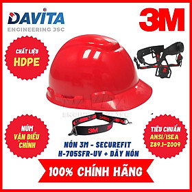 Mua Nón bảo hộ màu đỏ mẫu cải tiến 3M SecureFit H-705SFR-UV  đã gồm dây quai nón 1990