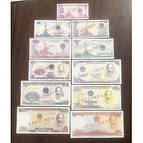 Mua Bộ 11 tờ tiền xưa giấy mẫu SPECIMEN năm 1985  copy lưu niệm
