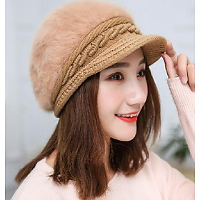Mũ len lông thỏ nữ có vành thời trang Mũ nón len nữ cao cấp