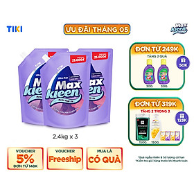 Combo 3 Túi Nước Giặt Xả Maxkleen Hương Nước Hoa Huyền Diệu 2.4kgtúi