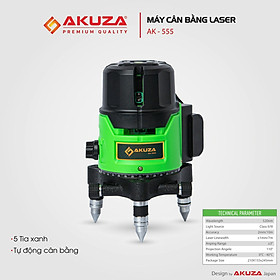 Máy cân bằng tia laser AKUZA AK-555, Máy bắn cốt, máy cân mực, Máy đánh thăng bằng laser 5 tia xanh thế hệ mới 2020