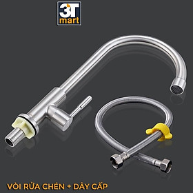 Mua Vòi rửa chén bát lạnh cao cấp inox 304 xoay 360° C MON VBL-02 + TẶNG vòi điều hướng 360