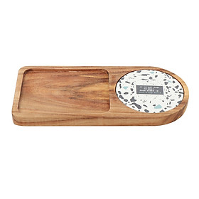 Japanese Wooden Serving Tray with Ceramic Coaster Handmade for A