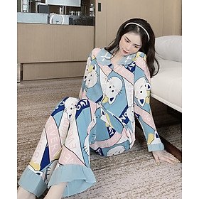 Đồ bộ mặc nhà pijama lụa mango dài tay cao cấp