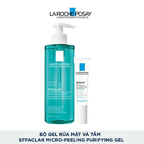 Bộ Gel rửa mặt và tắm giúp làm sạch bã nhờn,giảm mụn & thâm sẹo La Roche-Posay Effaclar Micro-Peeling Purifying Gel