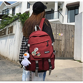 Balo đi học nam nữ ulzzang trơn màu +Tăng móc vịt+huy hiệu cho học sinh Hàn Quốc unisex Lalunavn - A25
