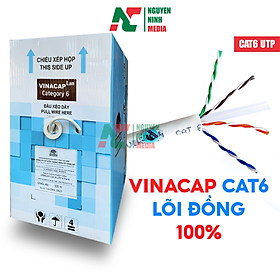 Dây Mạng Vinacap Cat6 UTP Lõi Đồng Nguyên Chất - Hàng Chính Hãng (Bán lẻ mét)