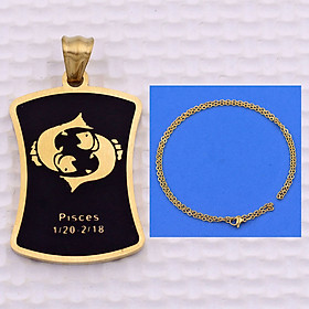 Mặt dây chuyền Song Ngư - Pisces inox vàng kèm vòng cổ dây chuyền inox vàng + móc inox, Cung hoàng đạo