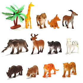 Bộ sưu tập 12 thú rừng Safari hoang dã (5-7 cm) bằng nhựa đặc nguyên khối, an toàn cho trẻ, thích hợp làm đồ chơi, mô hình học tập, nhận biết cho bé trai, bé gái trên 3 tuổi