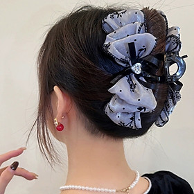 Kẹp tóc cỡ lớn trang trí nơ bự đính đá thời trang sang trọng