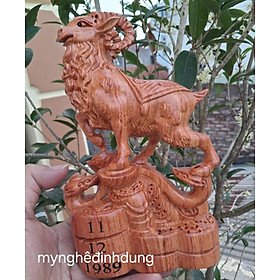 Mua Tượng  con dê tài lộc  bằng  gỗ  hương  đá kt 20x13x6cm