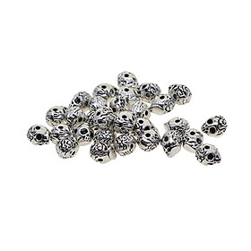 30 Pieces Vintage Charms Rose Skull Head Beads Loose Spacer Beads Bracelet Necklace Connector Charm Beads DIY Jewelry Making Findings 10x8mm, 2mm Hole