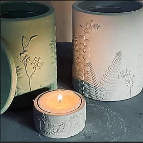 Mua Combo 4 hủ nến bằng xi măng Seeart đựng viên nến thơm tealight candles - hàng handmade DIY  cốc để nến cúng phật   bàn thờ trang trí nhiều màu