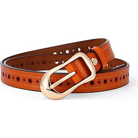 HAUTTON ladies Korean version of the simple leather belt female fashion pin buckle thin waist belt 918150503 brown belt