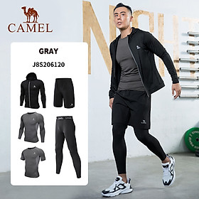 Bộ Đồ Thể Thao Nam CAMEL 5 cái một bộ Bộ đồ tập gym Mặc quần áo chạy bộ Nhanh khô Đồ thể thao dài tay Áo bóng rổ Bộ quần áo tập luyện