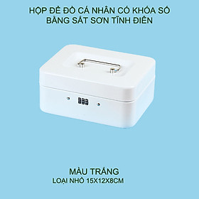 Hộp để đồ cá nhân bằng sắt có khóa số, dùng để tiền, đồ trang sức, đồ cá nhân rất an toàn, loại nhỏ 15x12x8cm