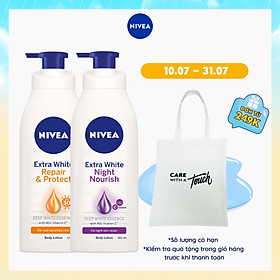 Bộ đôi chăm sóc phục hồi da Sữa Dưỡng Thể Dưỡng Trắng NIVEA Ban Ngày Giúp Phục Hồi & Chống Nắng SPF30 (350ml) - 88311 & Sữa Dưỡng Thể Dưỡng Trắng NIVEA Giúp Phục Hồi & Săn Da Ban Đêm (400ml) – 88126