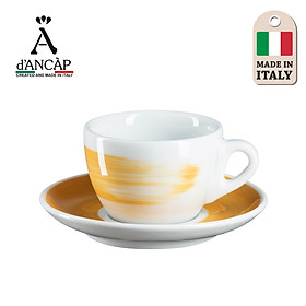 Bộ đĩa và ly sứ cà phê Ancap Cappuccino 180 ml vẽ tay lên thân