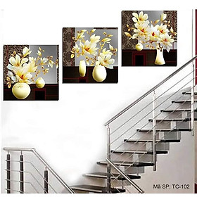 Mua Tranh treo Cầu Thang - Bộ Tranh Treo Tường 3 tấm ghép hiện đại kích thước 40x40cm - Tranh treo gỗ lõi xanh dày 10mm chắc chắn