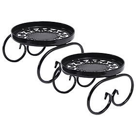 2Pcs Iron Plant Stand for Flower Pot Decor Round Display for Home Garden black