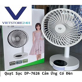 Quạt Sạc DP-7626 Cảm Ứng Có Đèn VT - Hàng chính hãng