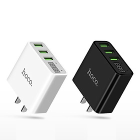 Mua Cốc Sạc HOCO 3 cổng USB C15 điện áp 3A - màn hình LCD hiển thị điện áp (Đen hoặc trắng) - Hàng nhập khẩu