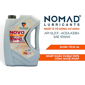 Nhớt Ô Tô Máy Xăng NOMAD NOVO 7000 SAE 10W40, API SL/CF, ACEA A3/B4 Can 4L Nhập Khẩu Chính Hãng-Dầu Nhớt Xe Ô Tô
